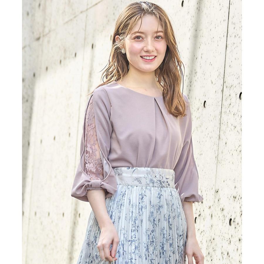 ［値下げ交渉可能］STONE  ホワイト長袖トップス tocco closet（トッコ クローゼット） リボンモチーフ付き七分袖レース