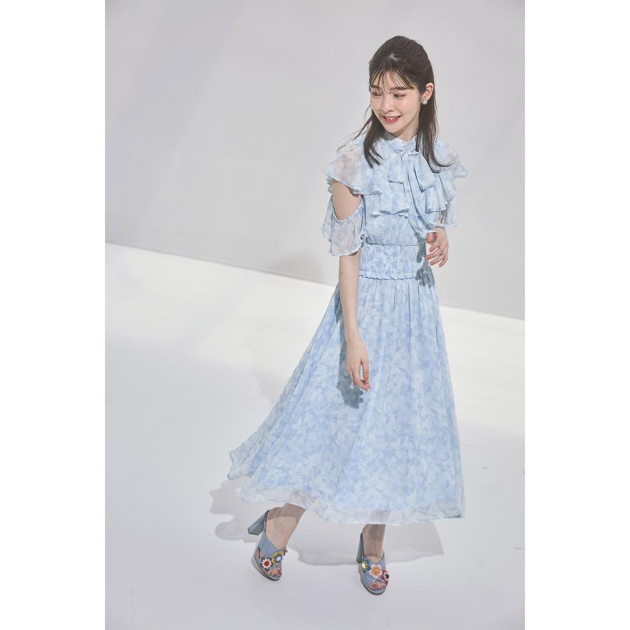 ２ＷＡＹボウタイリボン付きケープフリルフラワープリントワンピース【mison マイソン】≪Romantic Summer Blue≫｜tocco-closet｜04