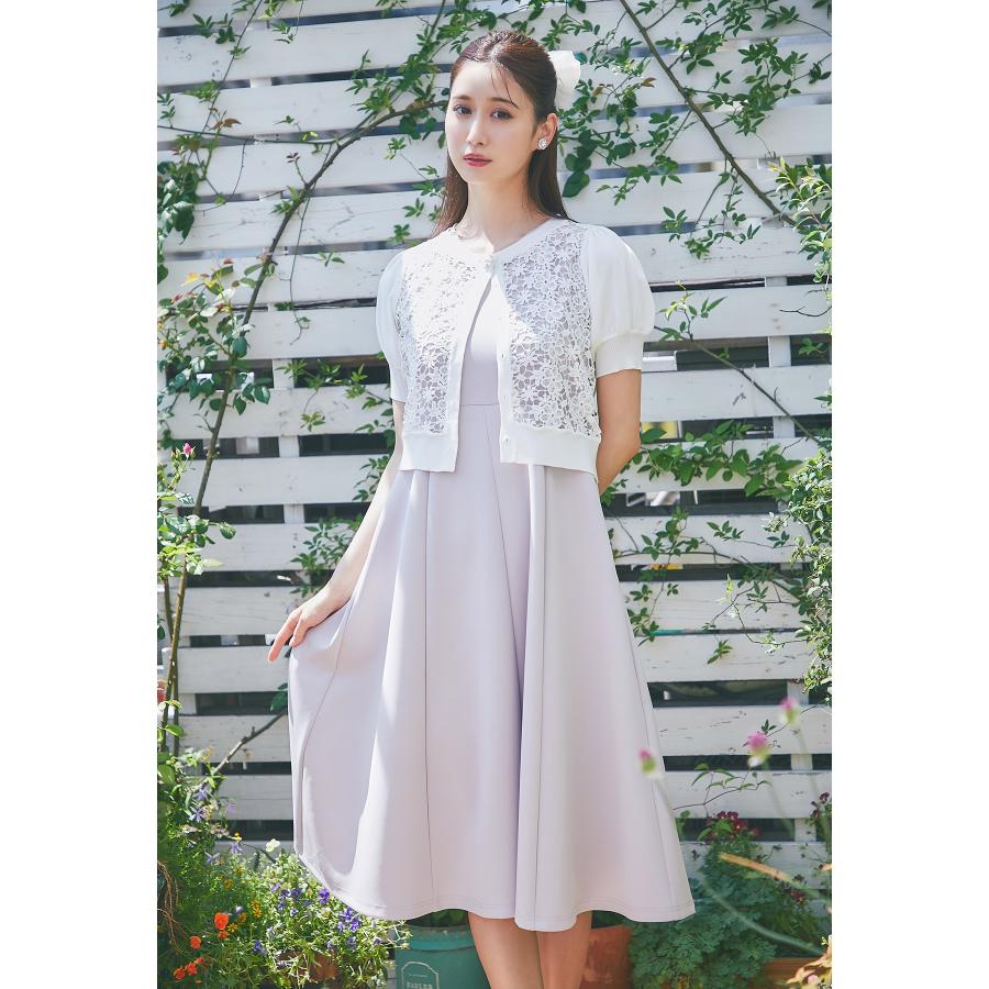 せいちゃんページ tocco closet パールビジュー釦フラワーレース切り替えニット