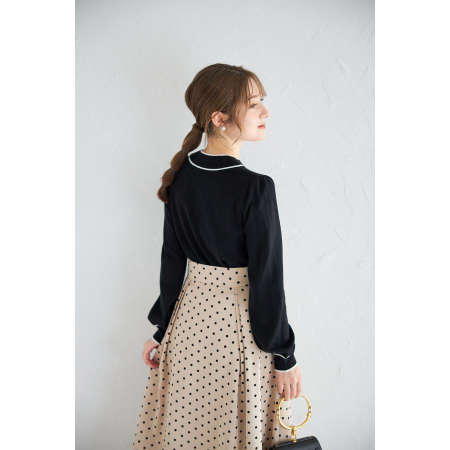 tocco closet（トッコ クローゼット） パール付き配色ボウタイニット