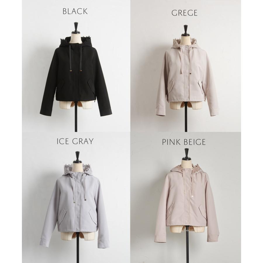 フード付きレース裾ジャケット tocco closet（トッコ クローゼット） フードフラワーレース付き