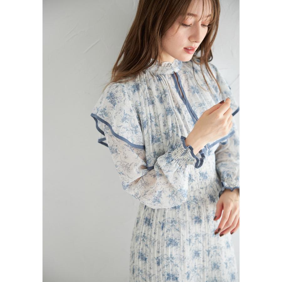 tocco closet クラシカルアート風フラワープリントプリーツ tocco closet クラシカルアート風フラワープリントプリーツ