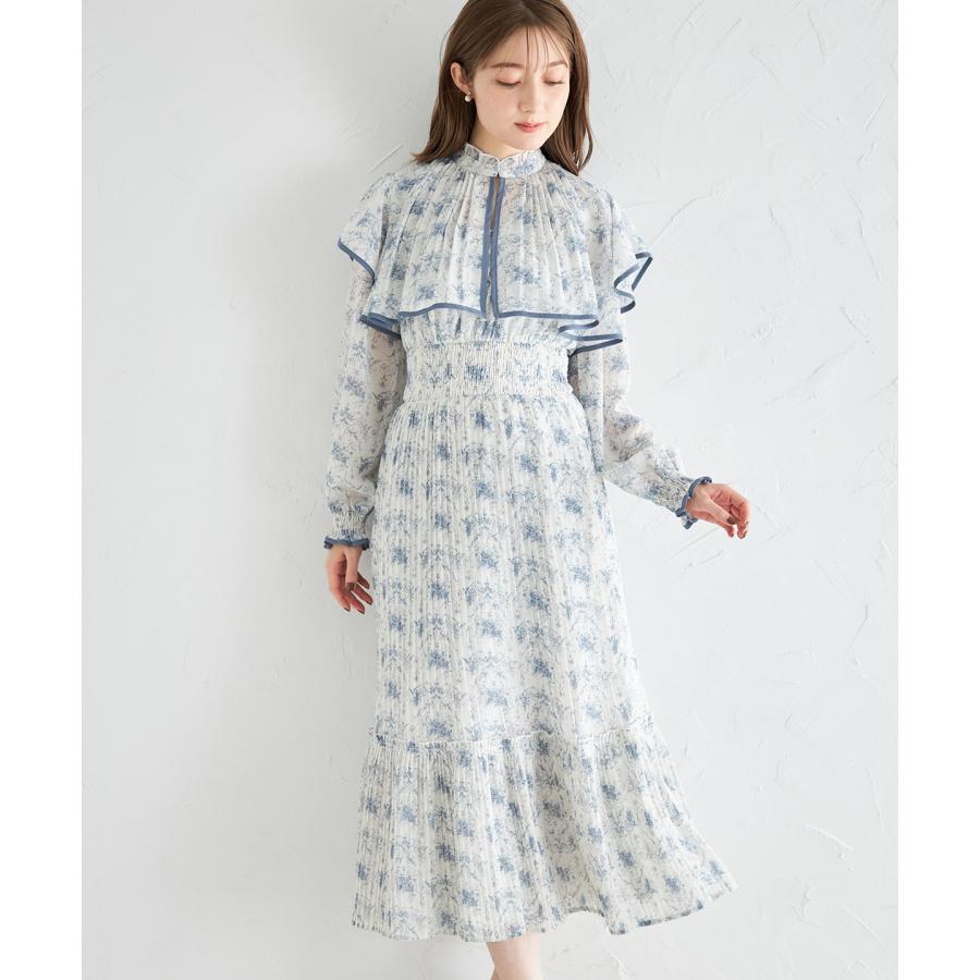 tocco closet クラシカルアート風フラワープリントプリーツ tocco closet クラシカルアート風フラワープリントプリーツ
