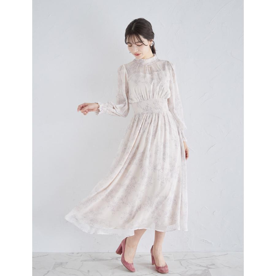 新品未開封＊トッコニュアンスフラワーシャーリングシフォンワンピース 