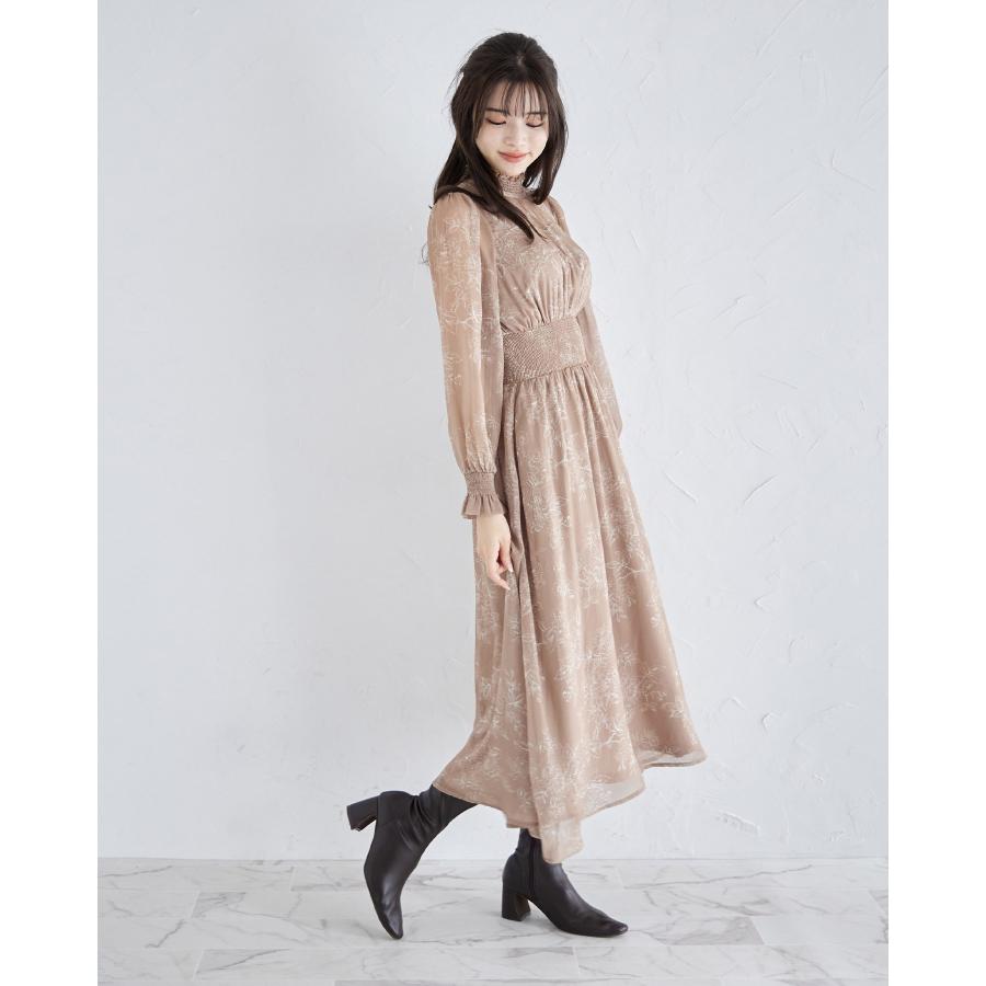 tocco closet 後ろリボン付きニュアンスラインフラワーシャーリング 