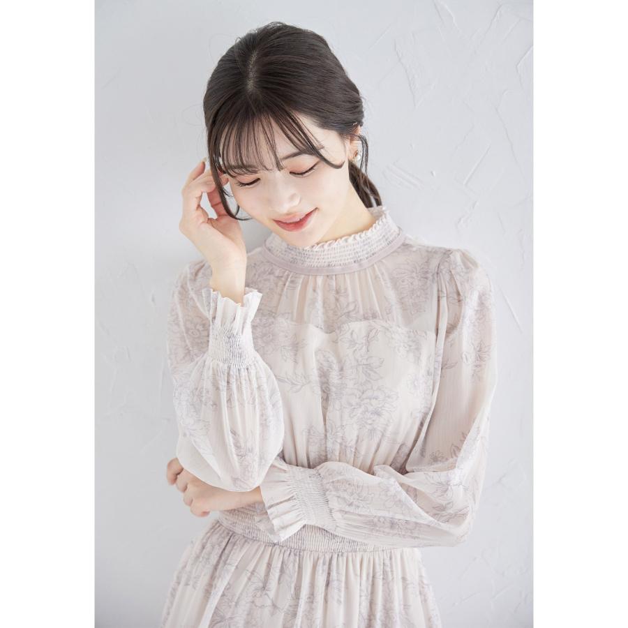 tocco closet 後ろリボン付きニュアンスラインフラワーシャーリング 