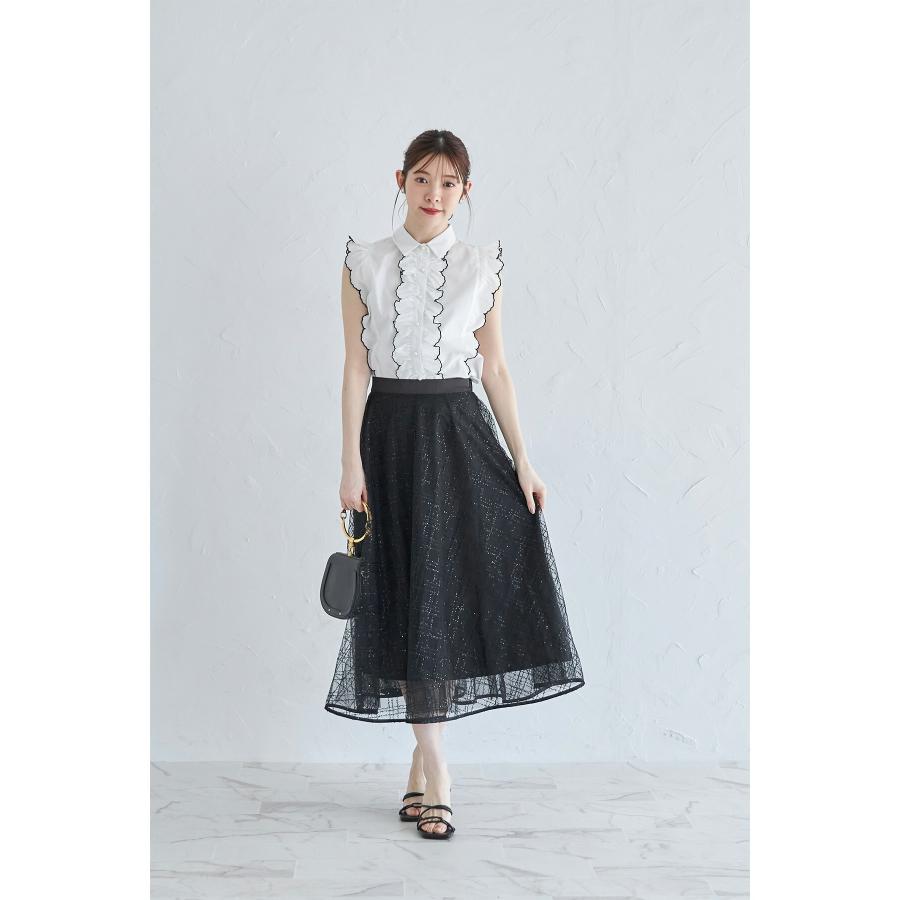 tocco closet ラインスパンコールチュールフレアスカート【coryne