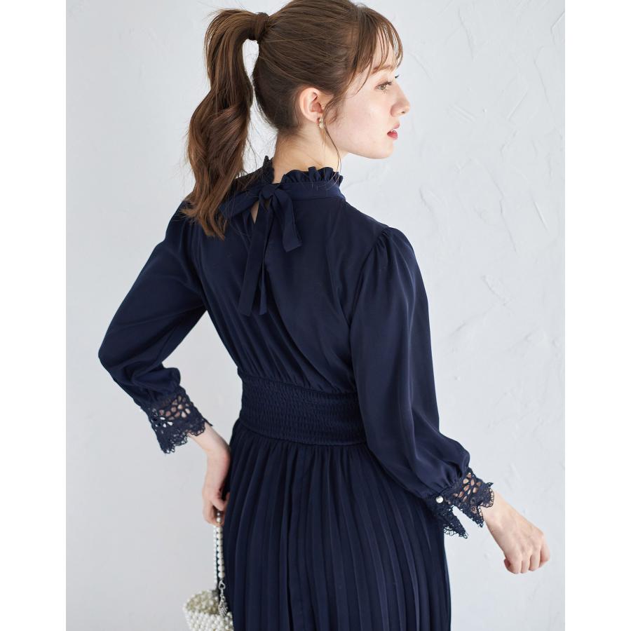 tocco closet 後ろリボン付き袖口レース切り替えウエスト tocco closet 後ろリボン付き袖口レース切り替えウエスト