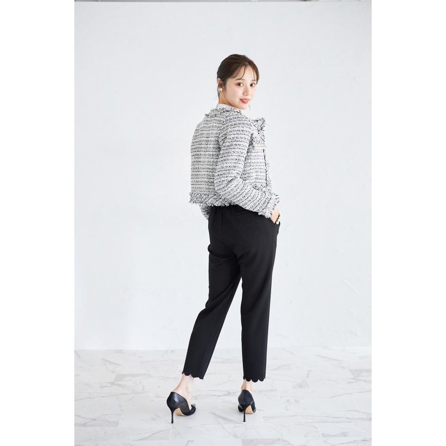 tocco closet ゴールド釦フリンジミックスツイードジャケット