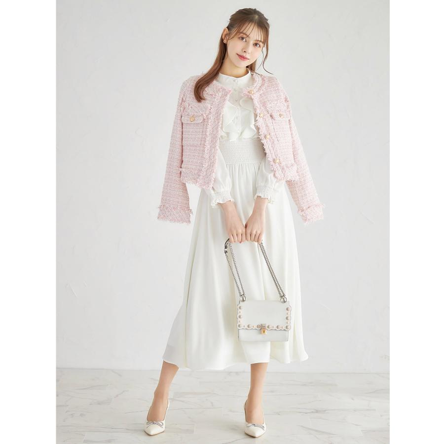 tocco closet ゴールド釦フリンジミックスツイードジャケット