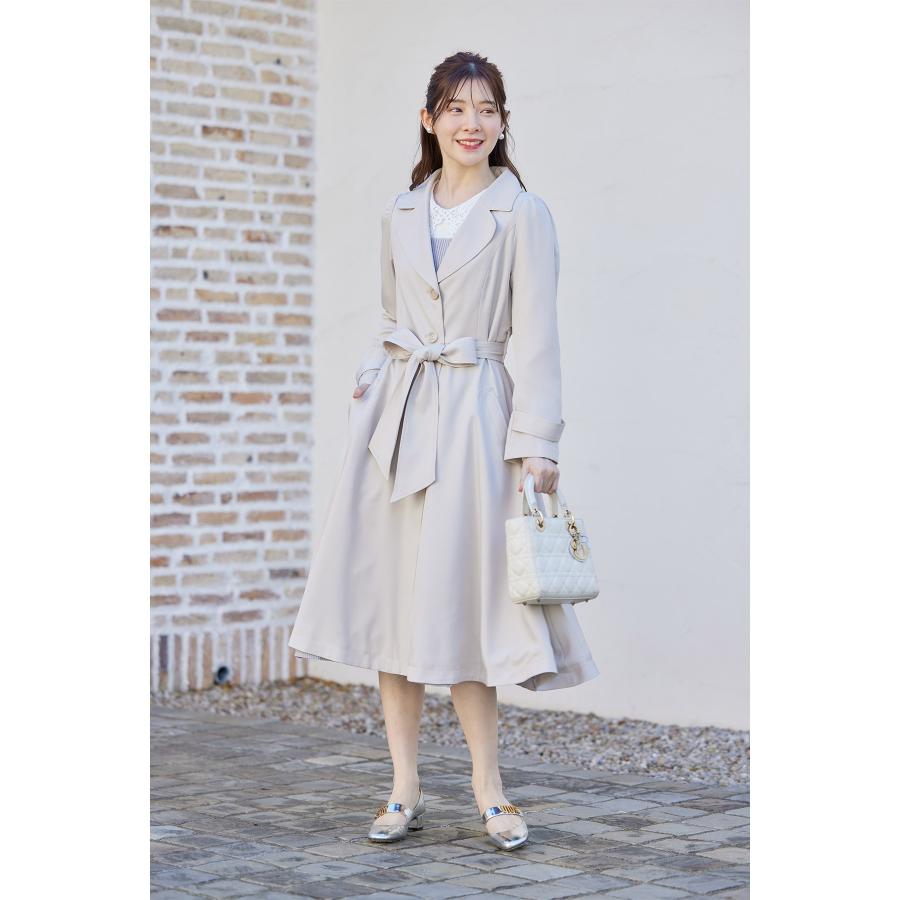ウエストりぼん付きヨーク切り替えフレアトレンチコート【folive  