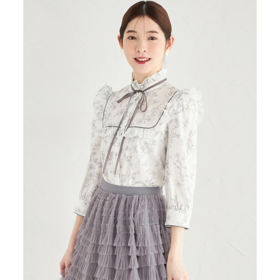 tocco closet（トッコ クローゼット） パール釦リボン×フリル付き蝶々