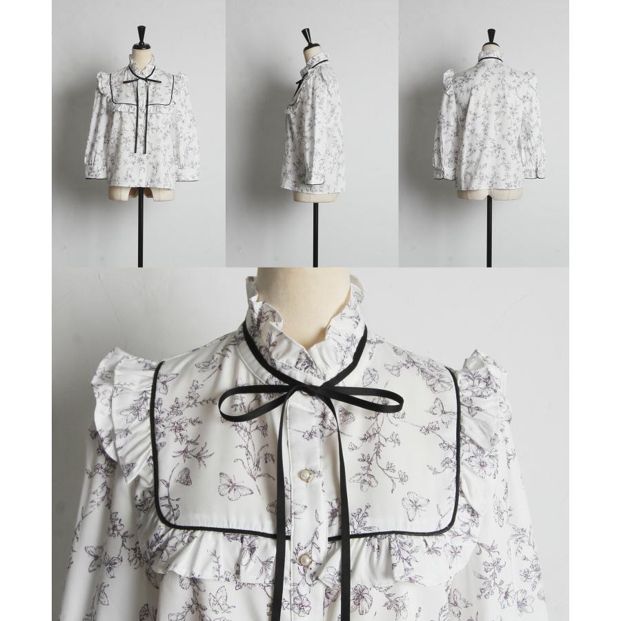 tocco closet（トッコ クローゼット） パール釦リボン×フリル付き蝶々