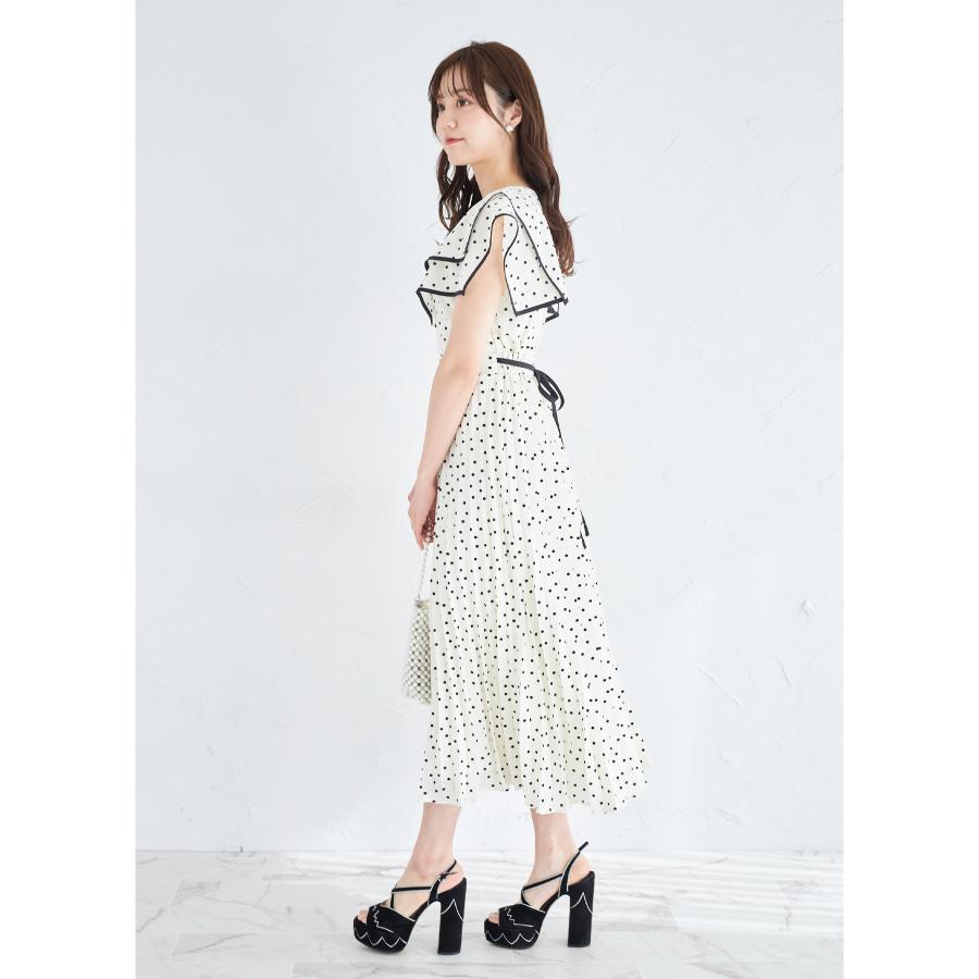 tocco closet ウエストリボン付きフラワー&ドットアソートプリント