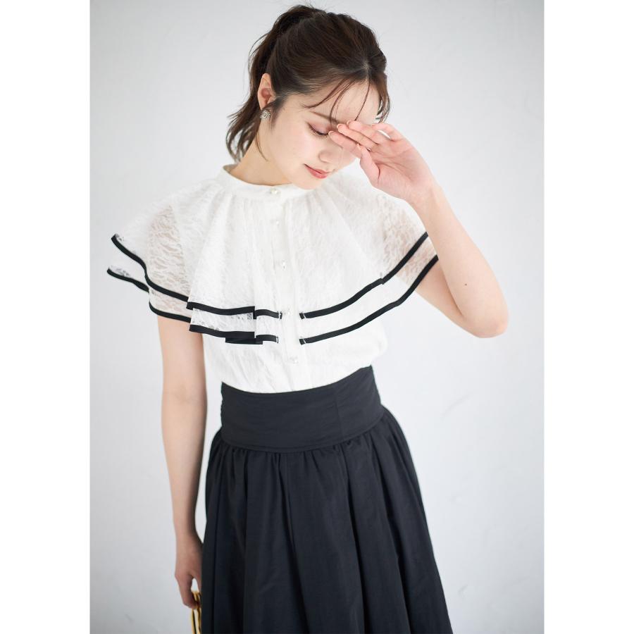 tocco closet（トッコ クローゼット） パール釦バイカラーフリルケープ