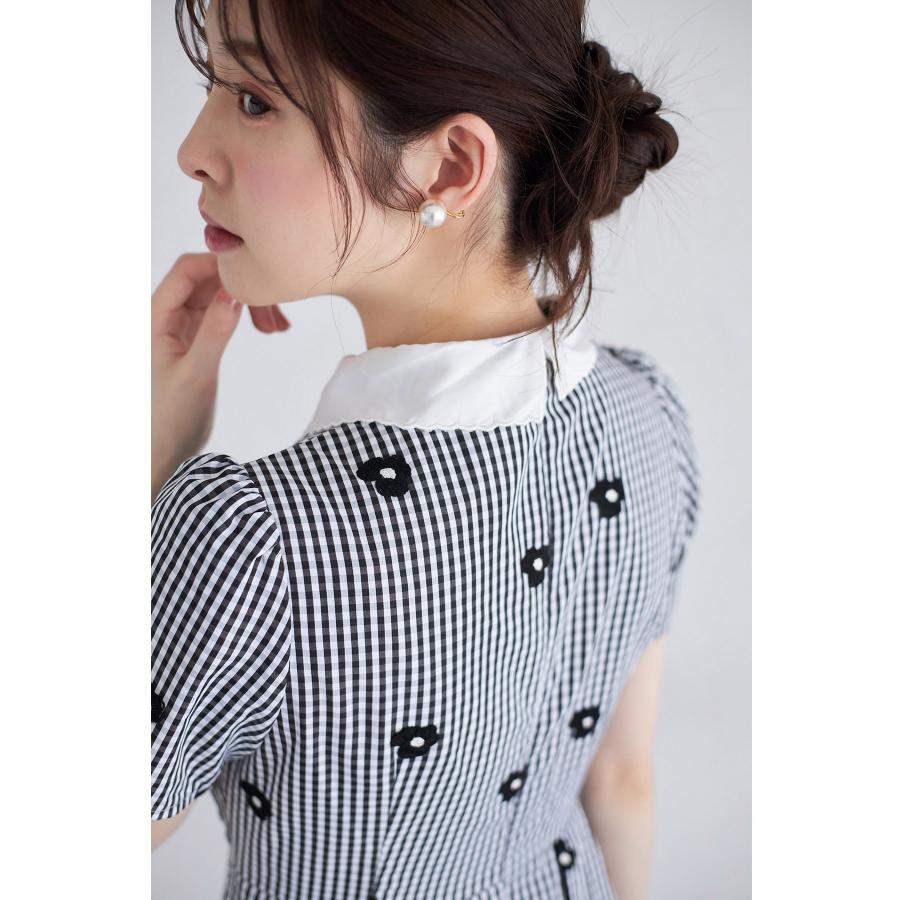 tocco closet（トッコ クローゼット） 襟付きフラワー刺繍×ギンガム