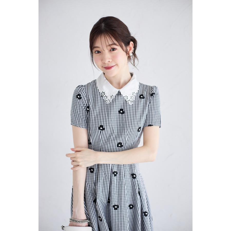 tocco closet（トッコ クローゼット） 襟付きフラワー刺繍×ギンガム