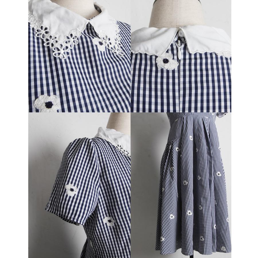 tocco closet（トッコ クローゼット） 襟付きフラワー刺繍×ギンガム