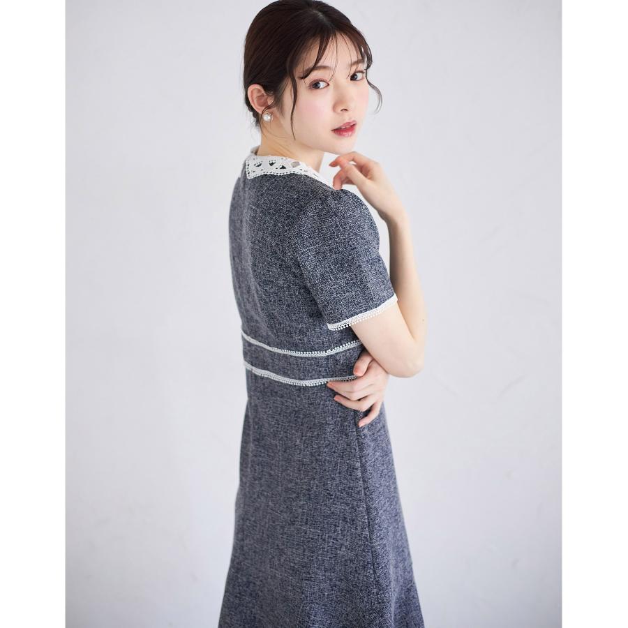 ２ＷＡＹレース襟付き配色サマーツイードワンピース tocco closet 2WAYレース襟付き配色サマーツイードワンピース