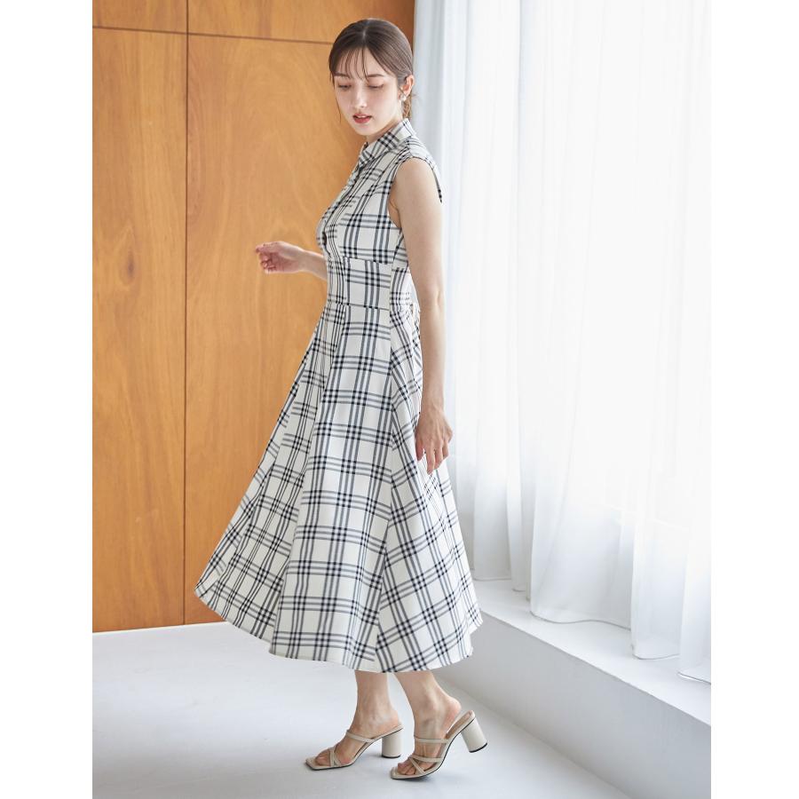 tocco closet バックレースアップチェックシャツワンピース