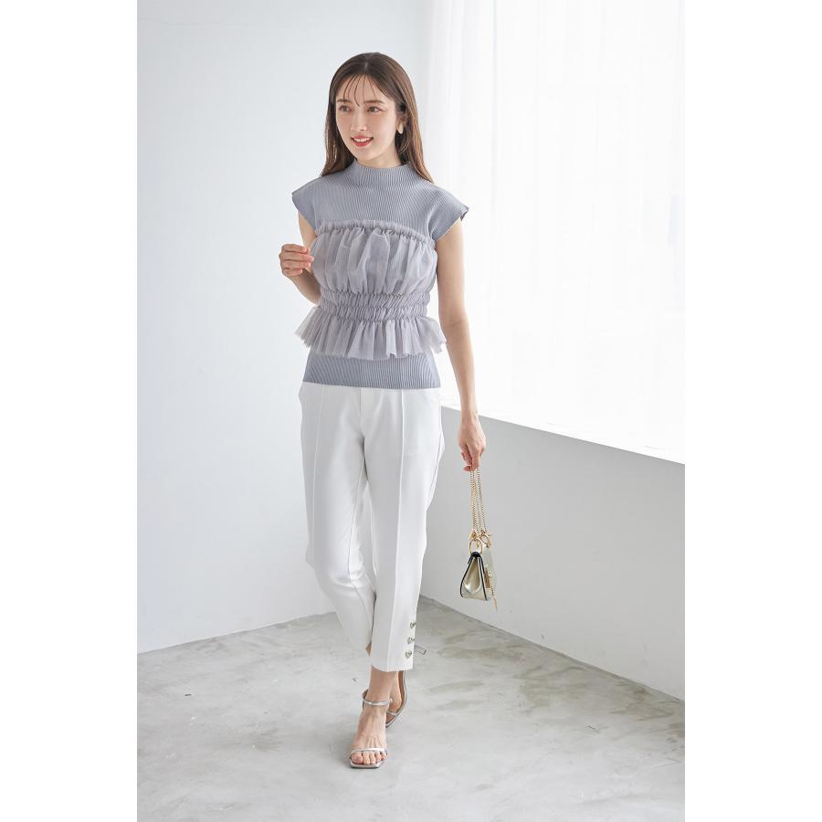 tocco closet チュールドッキングボトルネックリブニットプルオーバー