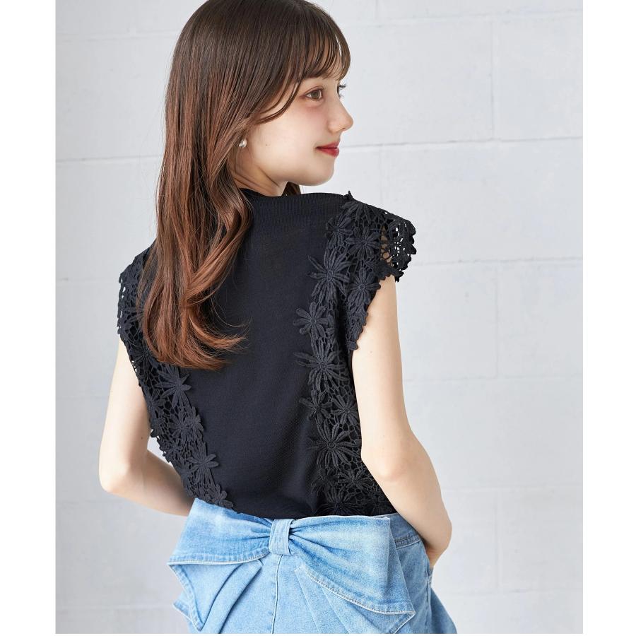 tocco closet（トッコ クローゼット） ショルダーフラワーレースニット