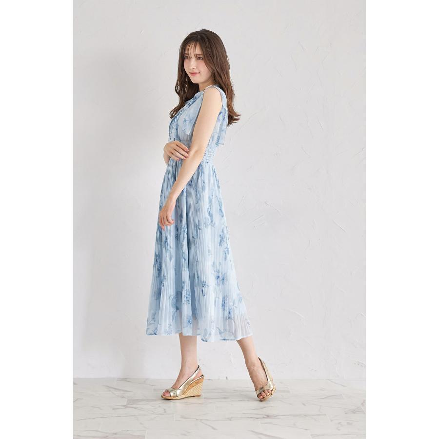 tocco closet リボン付きウエストシャーリングフラワープリント 