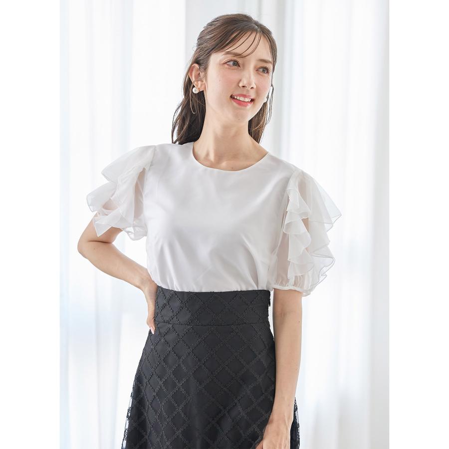 haru様　ホワイトm tocco closet（トッコ クローゼット） フリルスリーブシアーブラウス
