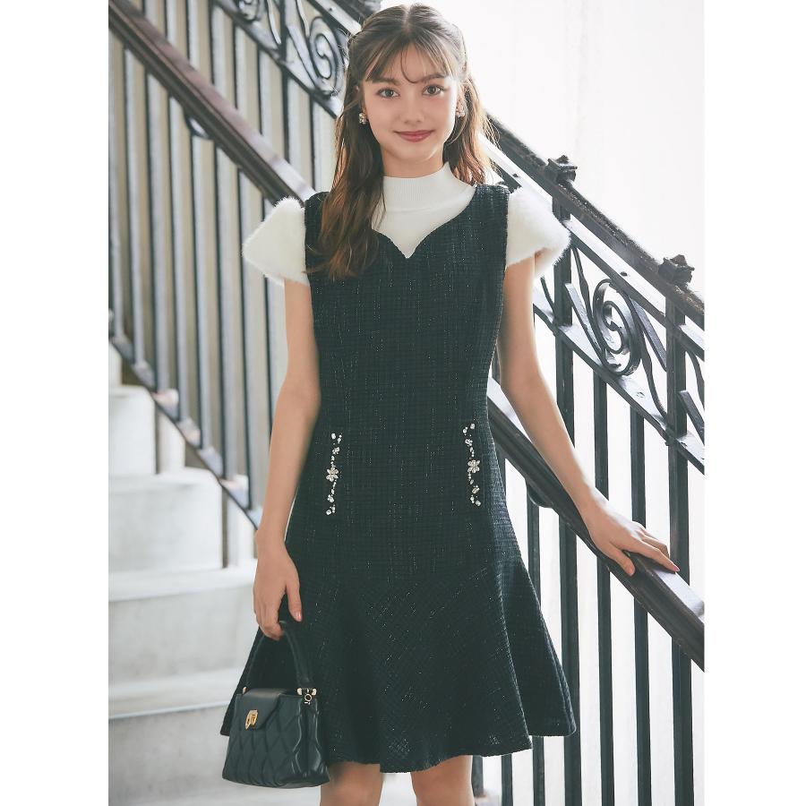 【TOGA PULLA】ブロックストライプ　ファー切り替えプルオーバーニット　S tocco closet（トッコ クローゼット） ファースリーブ切り替えニット