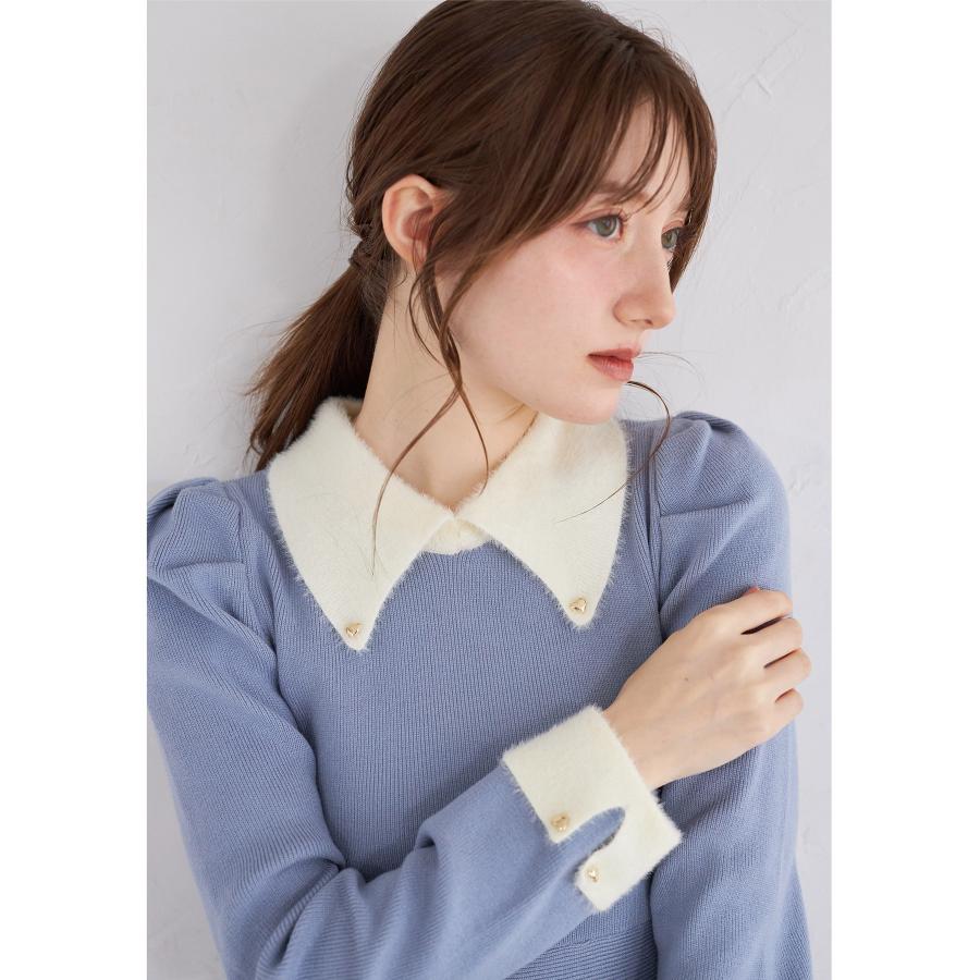 tocco closet（トッコ クローゼット） 襟付き配色シャギー切り替え