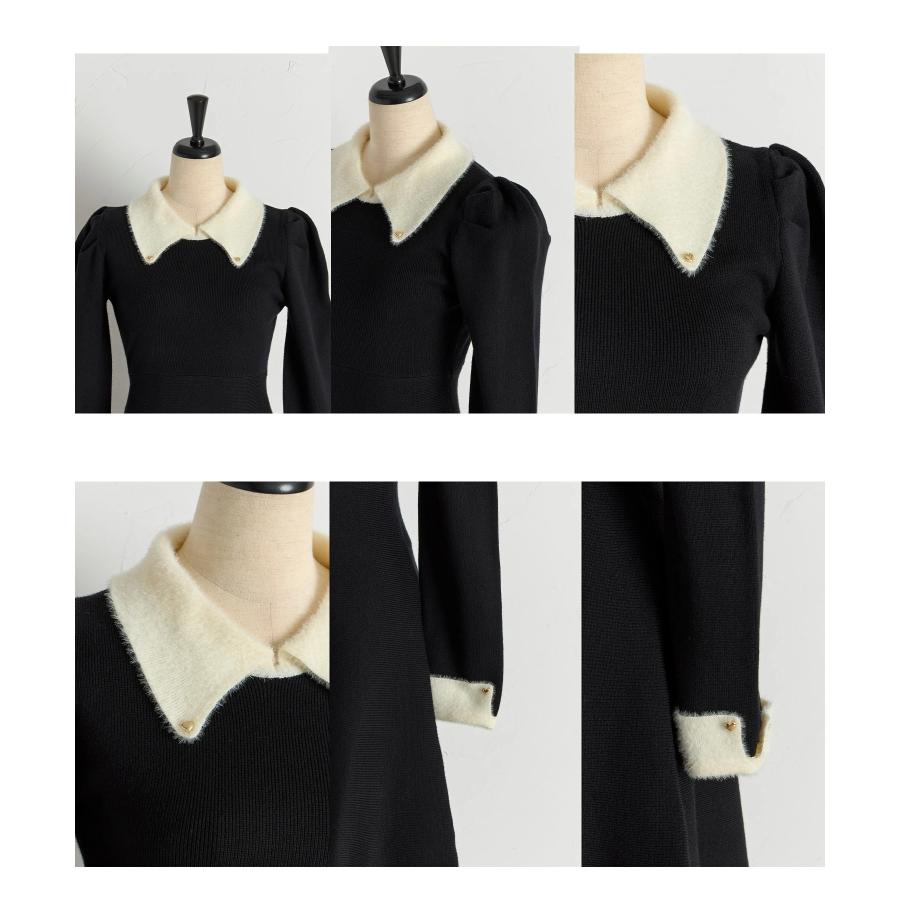 tocco closet（トッコ クローゼット） 襟付き配色シャギー切り替え