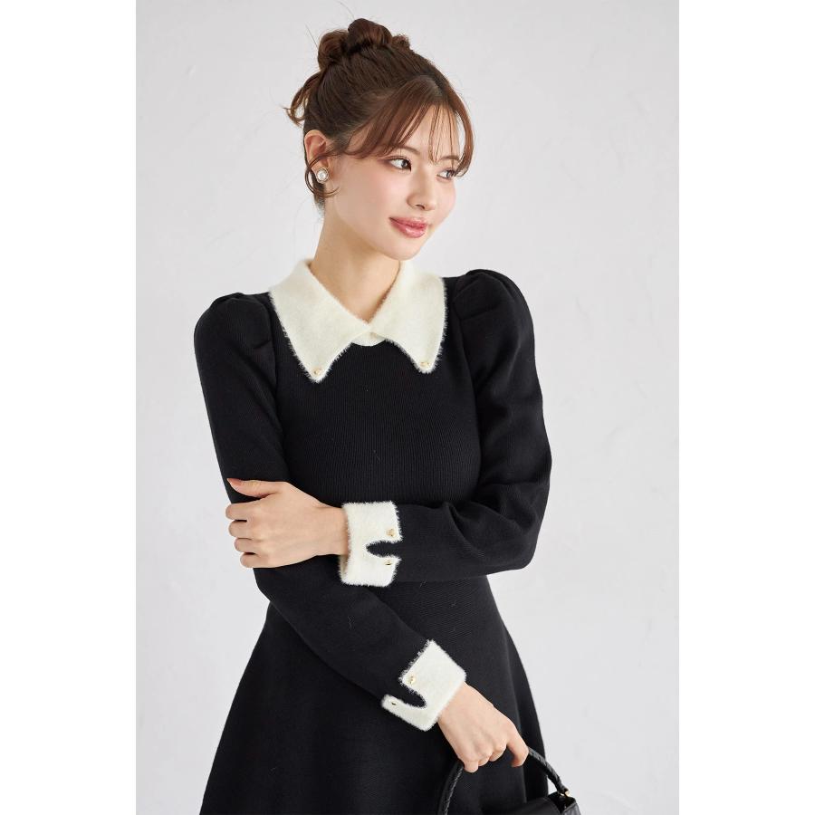 tocco closet（トッコ クローゼット） 襟付き配色シャギー切り替え