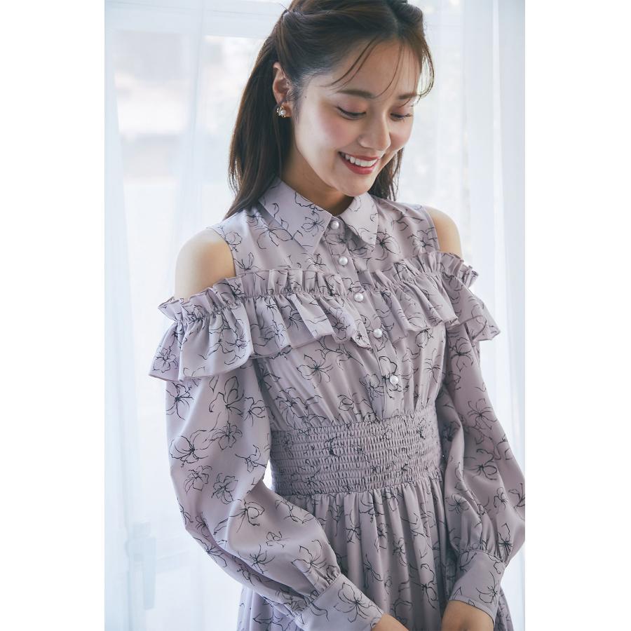 ひかるページ 楽天市場】フリルオープンショルダーラインフラワープリント