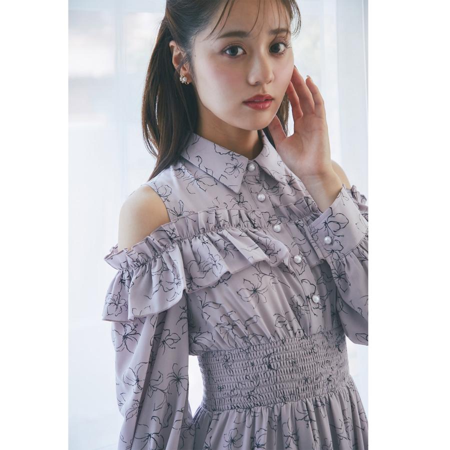 コレクション SSMY tocco closet フリルオープンショルダーラインフラワープリント