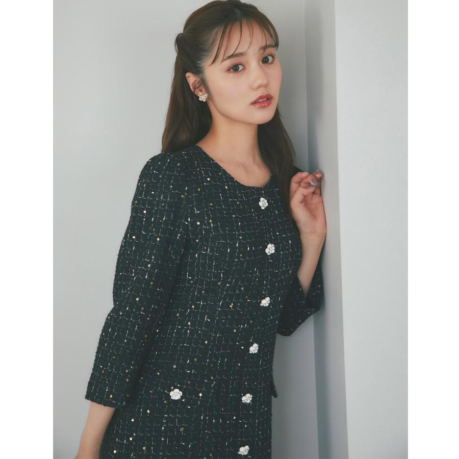 tocco closet（トッコ クローゼット） フラワー飾り釦付きスパンコール