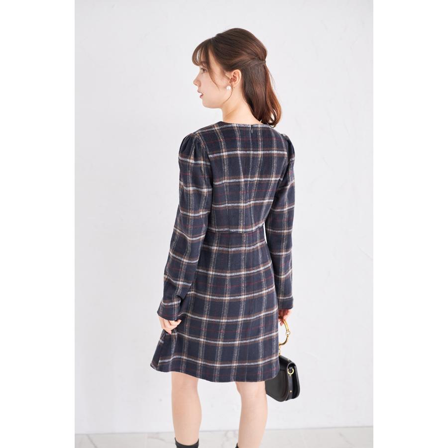 フェイクポケット付き起毛チェック台形ミニワンピース【farex ファレクス】9月7日(土)10：00〜販売開始☆ : 186-189296 ...