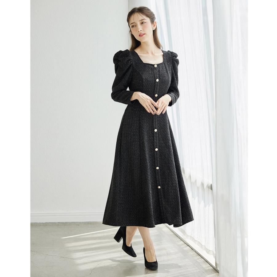 tocco closet パール飾り釦付きパワーショルダーラメツイード tocco closet パール飾り釦付きパワーショルダーラメツイード
