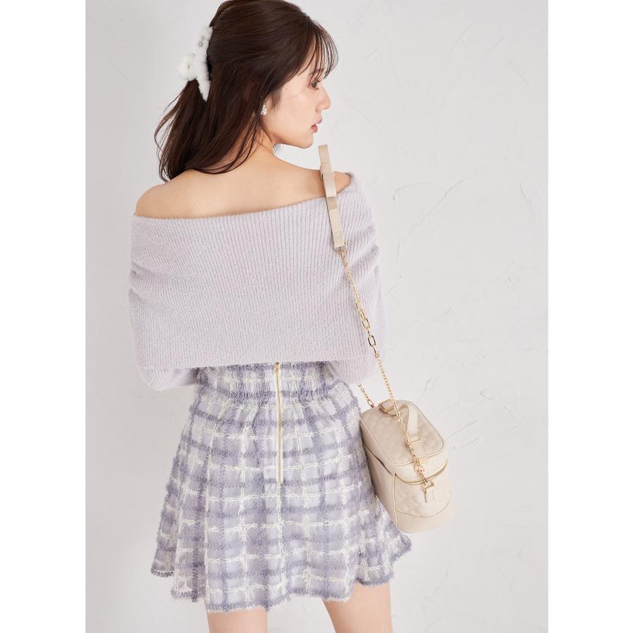 シュレット・アジャスティング・プロトコール tocco closet ラメ入りチェックモール刺繍ミニスカート