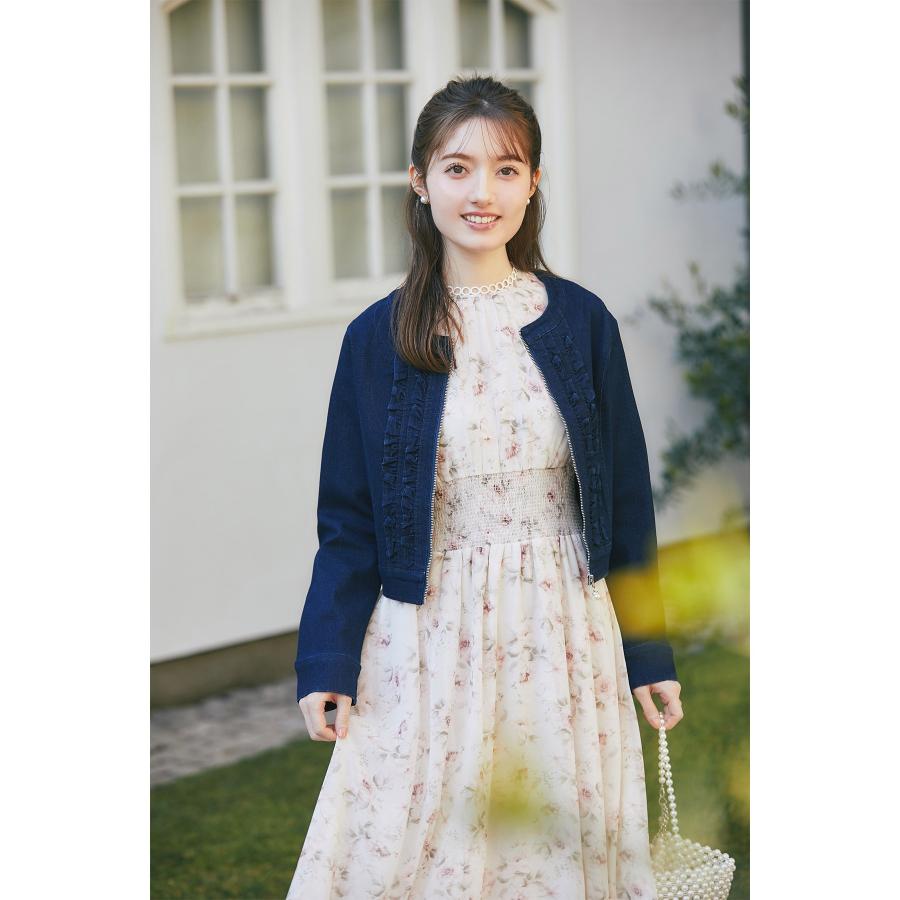 tocco closet（トッコ クローゼット） パールチャーム付きフリルデニム 