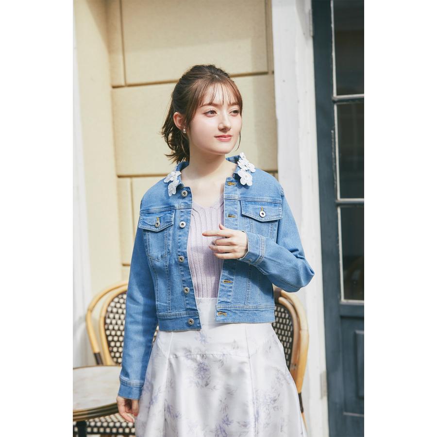 tocco closet（トッコ クローゼット） フラワーレース付きデニム 