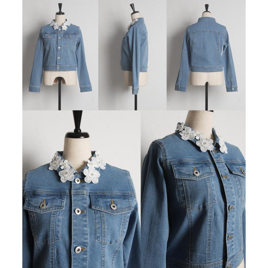 tocco closet（トッコ クローゼット） フラワーレース付きデニム