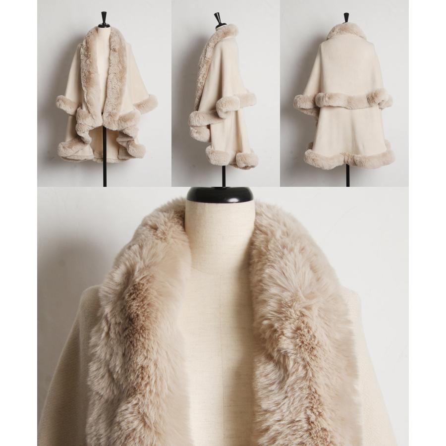 新品　toccocloset トッコ　ファー付きケープコート　ケープマント ふわふわファー付きケープマント