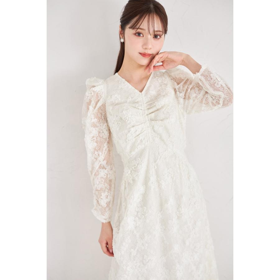 tocco closet 後ろリボン付きパワーショルダーフラワーチュールレース 