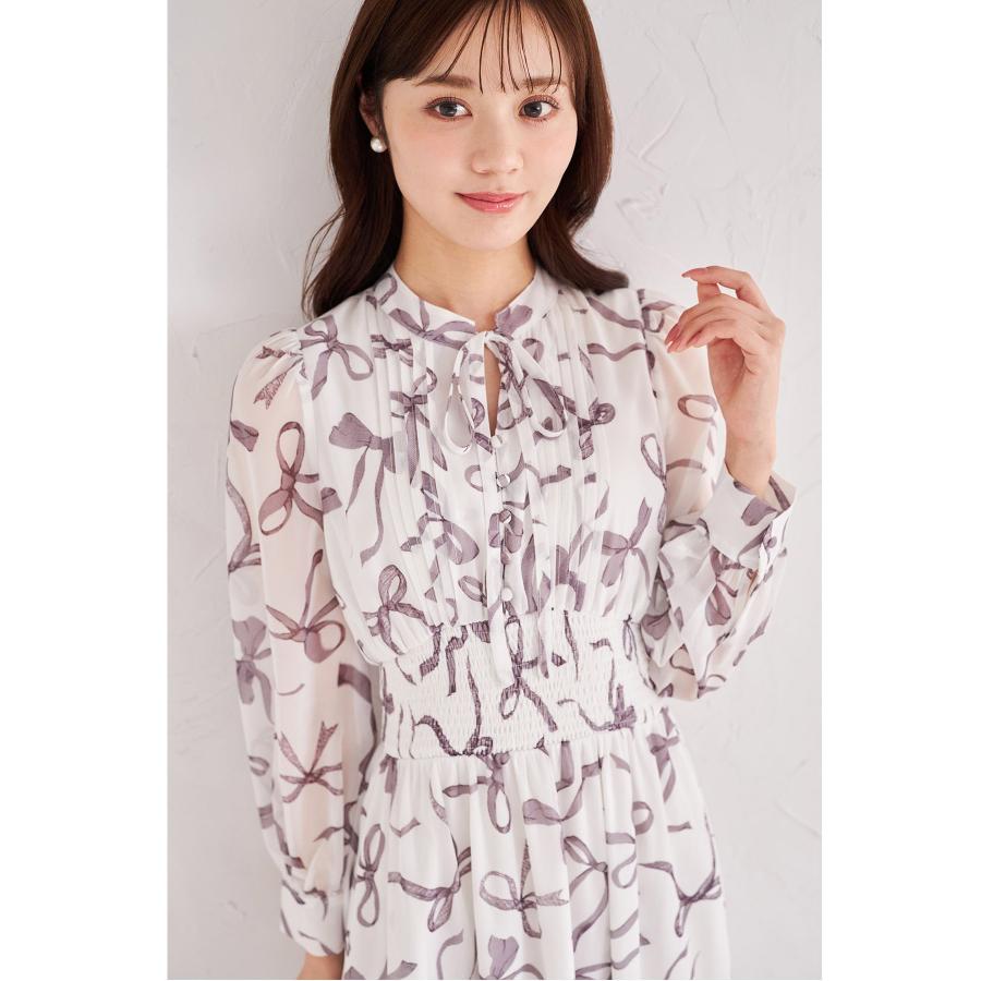 tocco closet りぼん付きリボンプリントウエストシャーリング