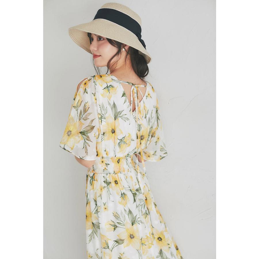 tocco closet 後ろリボン付きスリットスリーブウエストシャーリング 