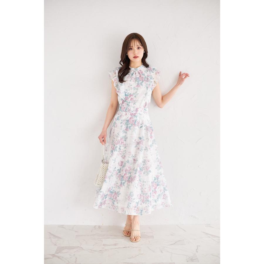 tocco closet ガーデンローズプリントシアーチェックフレア tocco closet ガーデンローズプリントシアーチェックフレア