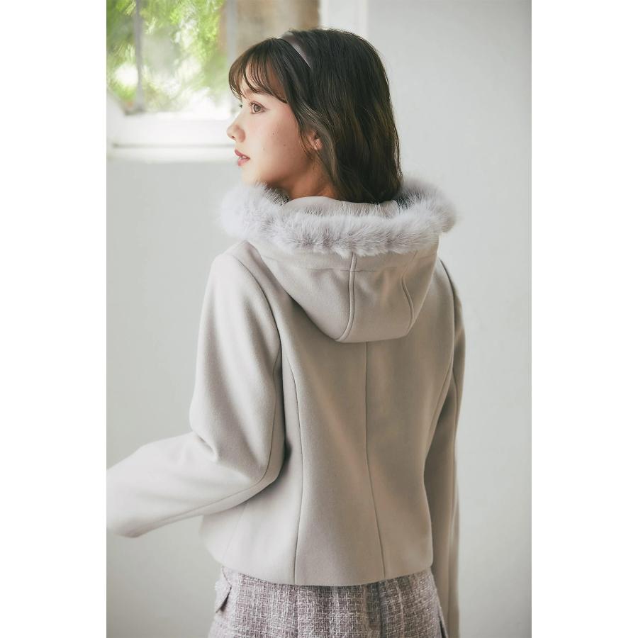 【新品未使用】tocco 取り外し可能なファー付きビジュー装飾ショートコート 取り外し可能なファー付きビジュー装飾ショートコート