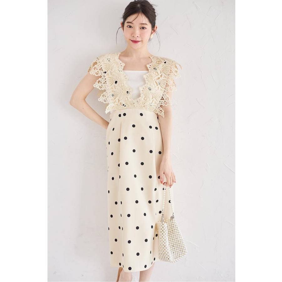 tocco closet モチーフレース付きドットツイルジャンパー tocco closet モチーフレース付きドットツイルジャンパー