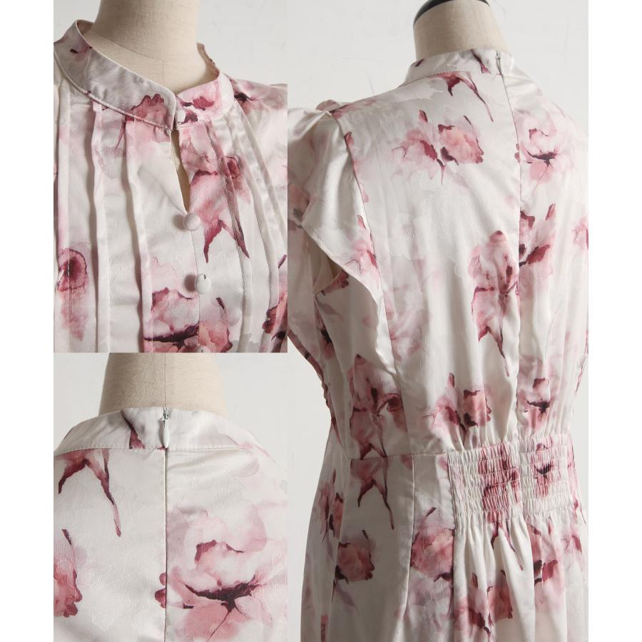 tocco closet エアリージャガード×水彩フラワープリントラッフル