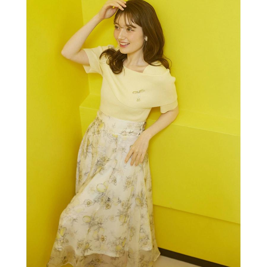 応援グッズ maeda33030 tocco closet 3WAYリボン付きレモンプリントシアーフレアスカート